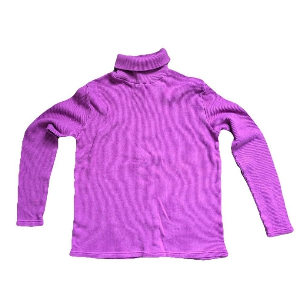 Vtg Marsh Landing Essentials Ribbed Turtleneck Top 100% Cotton Magenta Pink Med